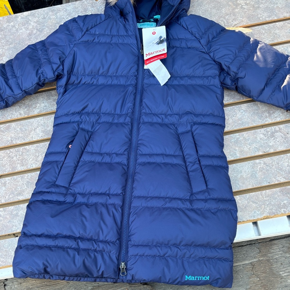 Marmot Kids' Montreaux 2.0 Down Jacket in blue.